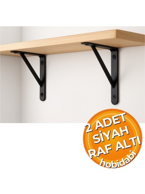Hobidabi Raf Altı Dekoratif Raf Tutucu Ayak Ferforje Siyah 18X26 cm 2 Adet