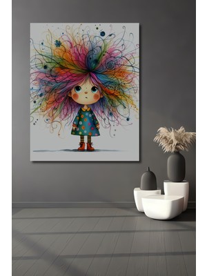 Teona Ahşap Renkli Saçlı Kız Sulu Boya Görünümlü Dekoratif Ahşap Ev,antre,salon,ofis,mutfak,yatak Odası Tablo