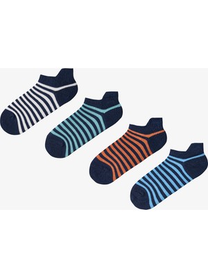 Penti Mavi Erkek Çocuk Royal Stripes 4'lü Tab Patik Çorap