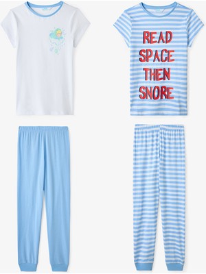 Penti Açık Mavi Erkek Çocuk Çizgili Space 2'li Pijama Takımı