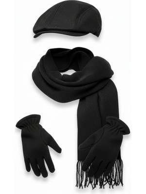 Mustran Kasket Şapka ve Triko Atkı ve Eldiven 3 Lü Kışlık Set | Unisex Kulak Korumalı Sıcak Tutucu Takım