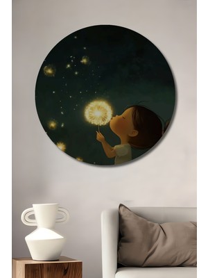 Teona Ahşap Umut Düküntüsü Yağlı Boya Görünümlü Dekoratif Ahşap Tablo Yuvarlak Duvar Tablosu