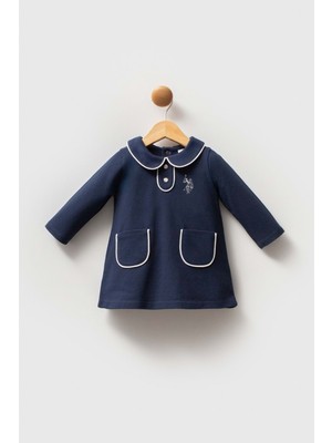 U.S. Polo Assn. Us Polo Kız Bebe Yaka Cep Detaylı Elbise - 2740US - Lacivert - 9 Ay Lacivert