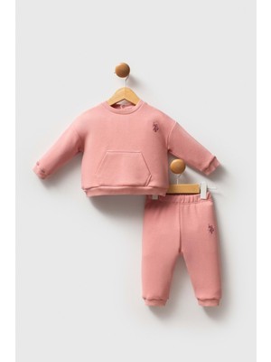U.S. Polo Assn. Us Polo Kız Basıc Alt Üst Takım - 2718US - Pembe - 6 Ay Pembe