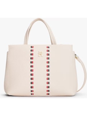 Tommy Hilfiger Kadın Timeless Mini Dekoratif Şerit Detaylı El Çantası - Bej