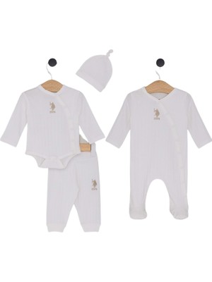 U.S. Polo Assn. Us Polo Erkek 0-3 Ay 4lü Zıbın Set - 2072US - Krem - 0 - 3 Ay Krem