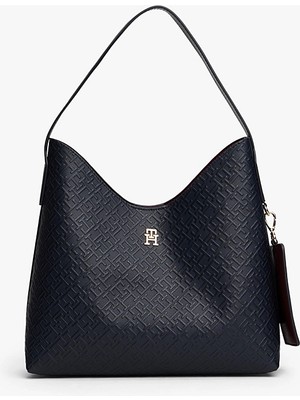 Tommy Hilfiger Kadın Icon Monogram Kabartmalı Omuz Çantası - Lacivert