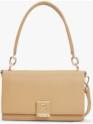 Tommy Hilfiger Kadın Monogram Tokalı Omuz Çantası - Bej