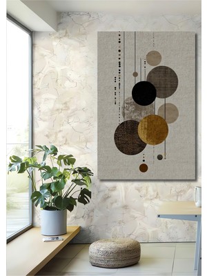 Teona Ahşap Modern Geometrik Dairesel Desenli Yağlı Boya Görünümlü Ahşap Dekoratif Ev,antre,salon,ofis Tablo