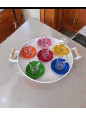 Ece Ev Modası Çay Tabağı-Bardak Altlığı-Metal Çay Tabağı