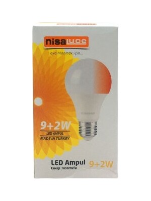 Go İthalat Nisaluce EAMP-074/BK 9+2W E27 Beyaz-Kırmızı LED Ampul (5440)