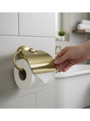 İsaoğlu Yapı Mat Gold Vintage Tuvalet Kağıtlık Klasik Tasarım Mat Altın Fırçalanmış Gold Pirinç Malzeme Paslanmaz