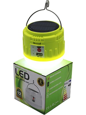 Go İthalat USB - Solar Şarjlı Askılı Kamp Lambası - Powerbank (5440)