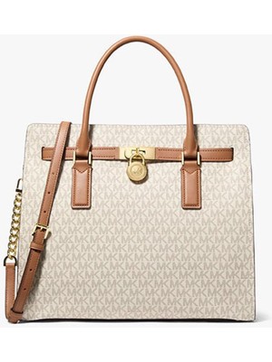 Michael Kors Kadın Borsa A Mano Monogram Desenli Çanta - Krem/kahve