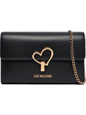 Love Moschino Kadın Kalp Tokalı Omuz Çantası – Siyah