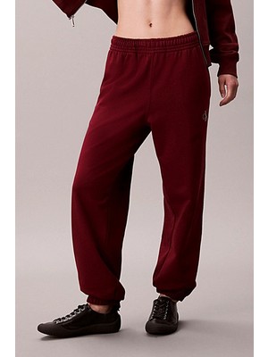 Calvin Klein Kadın Monologo French Terry Rahat Kalıp Jogger Eşofman Altı - Bordo