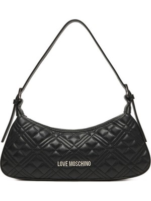 Love Moschino Kadın Kapitone Logo Omuz Çantası – Siyah