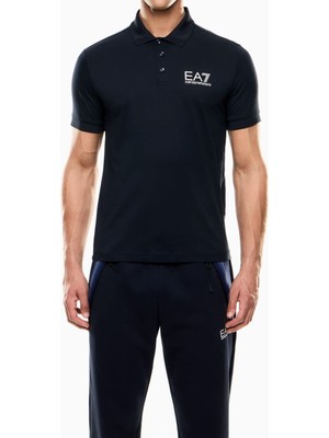 EA7 Erkek Tam Kalıp Kısa Kollu Polo Yaka T-Shirt - Lacivert