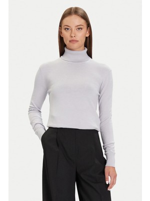Calvin Klein Kadın Tam Kalıp Balıkçı Yaka Ince Örgü Yün Karışımlı Triko - Açık Lila