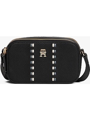 Tommy Hilfiger Kadın Timeless Dekoratif Şerit Detaylı Omuz ve Çapraz Çanta - Siyah