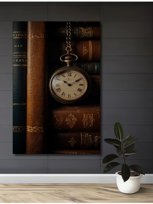 Teona Ahşap Antika Cep Saati Yağlı Boya Görünümlü Ahşap Dekoratif Ev,antre,salon,ofis,mutfak,yatak Odası Tablo