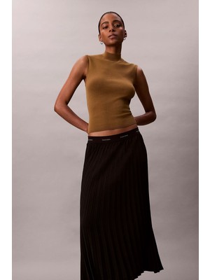 Calvin Klein Kadın Pleated Crepe Mıdı Etek - Siyah