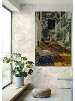 Teona Ahşap Bohem Sanat Evi Canlı Çiçekli Manzara Yağlı Boya Görünümlü Ahşap Dekoratif Ev,antre,salon Tablo