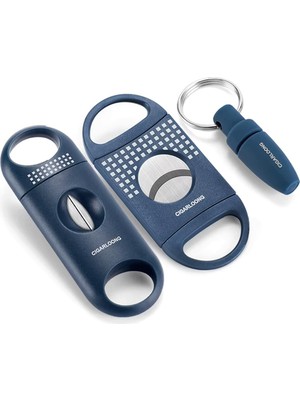 Cigarloong 3 Lü Mavi Puro Kesici ve Delici Seti Premium Tasarım ve Şık Hediye Seçeneği