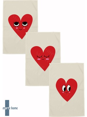 Marte Home Cupid - Renkli Baskılı 3'lü Set 40X60 Mutfak Havlusu, Kurulama Bezi