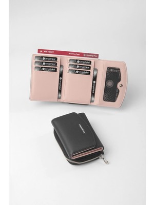 Cengiz Pakel Küçük Boy Kadın Cüzdan - 65309 - Siyah/pudra