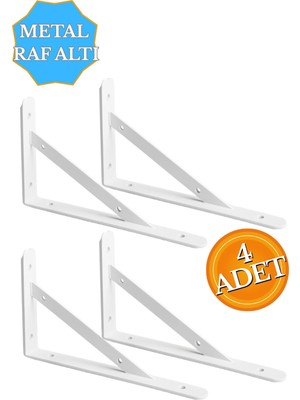 Hobidabi Raf Altı Dekoratif Raf Tutucu Ayak Ferforje Beyaz 11X15 cm 4 Adet