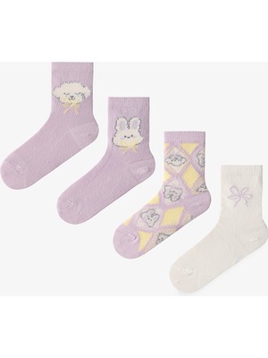 Penti Lila Kız Çocuk Cute Dog 4'lü Soket Çorap