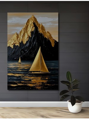 Teona Ahşap Altın Yansımalı Yelken Sanat Ev,antre,salon,ofis,mutfak,yatak Odası Tablosu