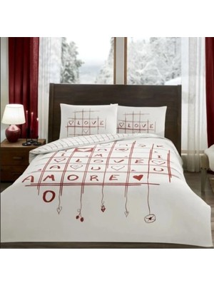 Bigelal Glow Parlayan Çift Kişilik Nevresim Takımı Romenta Kırmızı