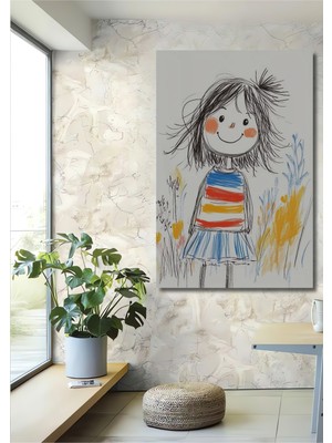 Teona Ahşap Çizgi Film Tarzı Kız Çocuk Ev,antre,salon,ofis,mutfak,yatak Odası Tablosu