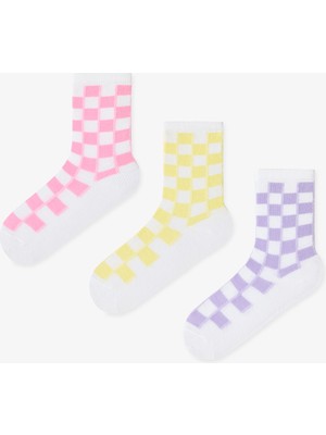 Penti Renkli Kız Çocuk Bright Checkerd 3'lü Soket Çorap