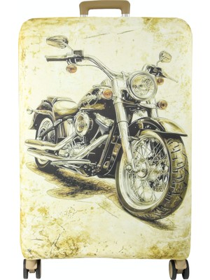 My Saraciye (MY#153 Motor) Valiz Için kılıf Bej-Kahve-Orta Boy