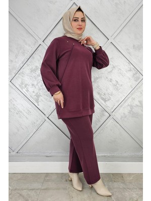 Pys Giyim Kadın Düğme Detaylı Nervür Dikim Tesettür Takım