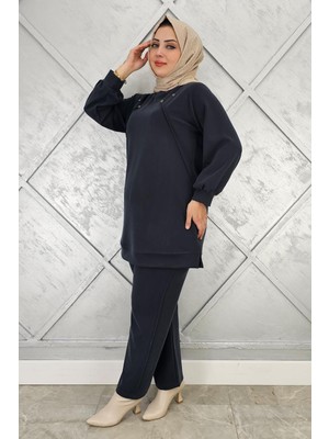 Pys Giyim Kadın Düğme Detaylı Nervür Dikim Tesettür Takım