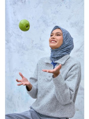 Silk Home Soft Pamuk Eşarp Gri Antrasit Geometrik Desenli Hafif Dokulu 90X90