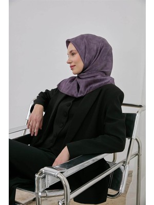 Silk Home Polyester Karışımlı Eşarp Eflatun Etnik Desenli Parlak Dokulu 90X90