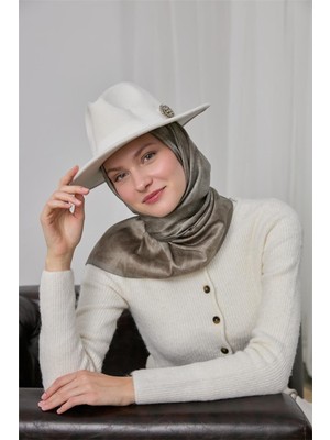 Silk Home Polyester Karışımlı Eşarp Yeşil Bej Etnik Desenli Parlak Dokulu 90X90