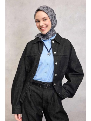 Silk Home Pamuk Polyester Soft Eşarp Çiçek Desen Açık Gri 90*90