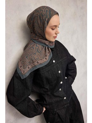 Silk Home Viskon Velora Eşarp Dört Mevsim Zincir Desen Petrol Yeşili  90X90