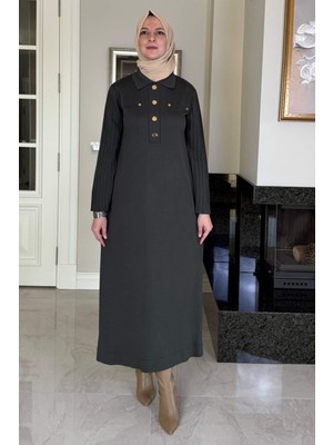 Rabia Şamlı Beste Triko Elbise Haki