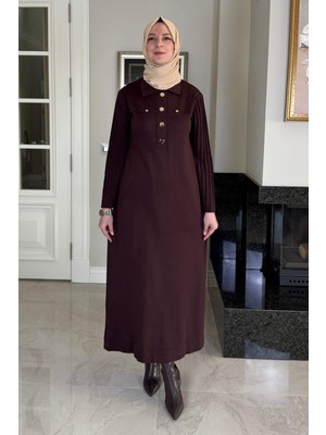 Rabia Şamlı Beste Triko Elbise Acı Kahve