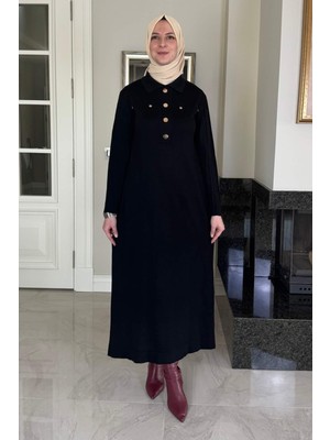 Rabia Şamlı Beste Triko Elbise Siyah