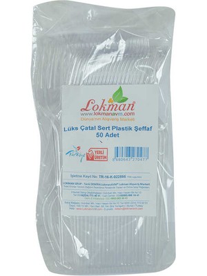 Lüks Çatal Sert Plastik Şeffaf 50 Adet 1 Paket