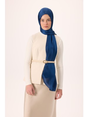 Silk Home Janjan Şal Gece Mavi Parlak Dokulu Tek Taraflı 75X200