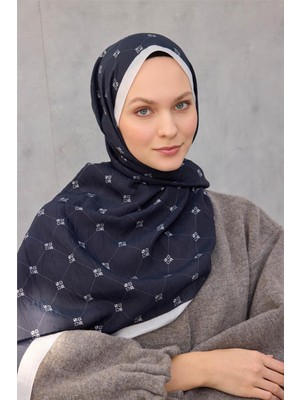 Silk Home Olinda Şal Monogram Desen Gece Mavisi 75X195